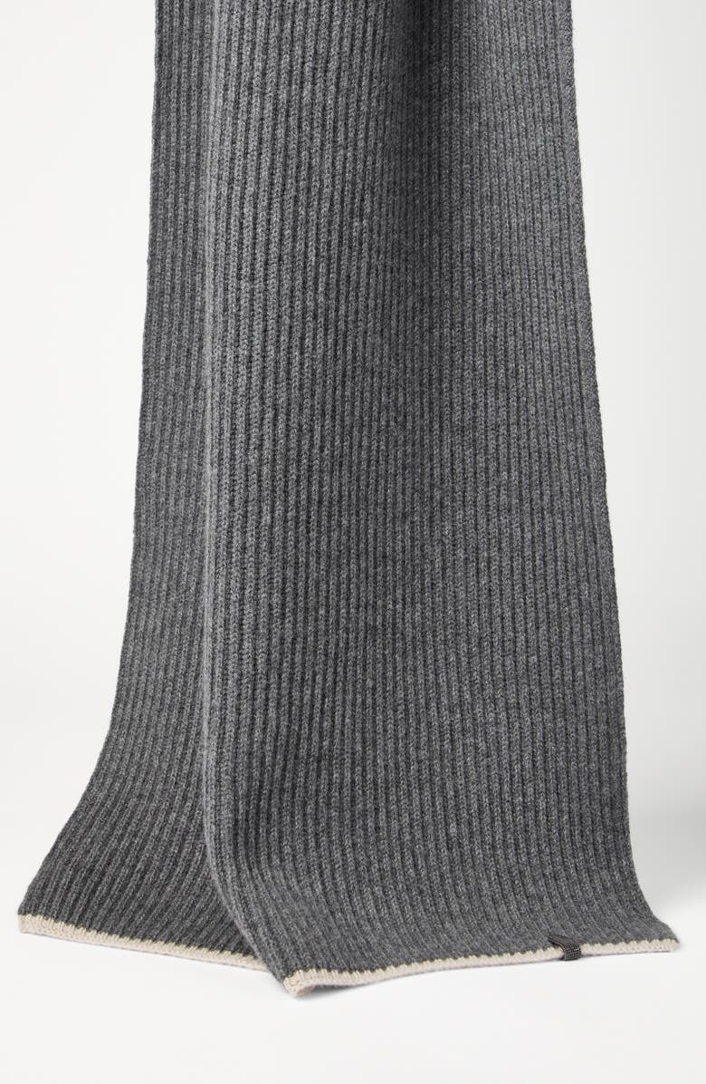 Brunello Cucinelli Knit scarf, Alternate, color, Medium Grey