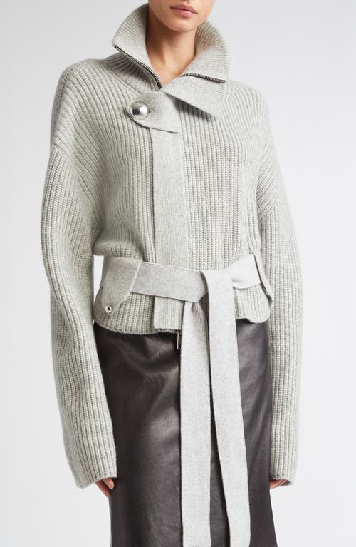 Brandon Maxwell The Neal Full Zip Belted Cardigan In Gray