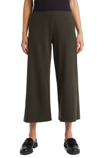 Eileen Fisher Cropped Wide Leg Pant In Brown