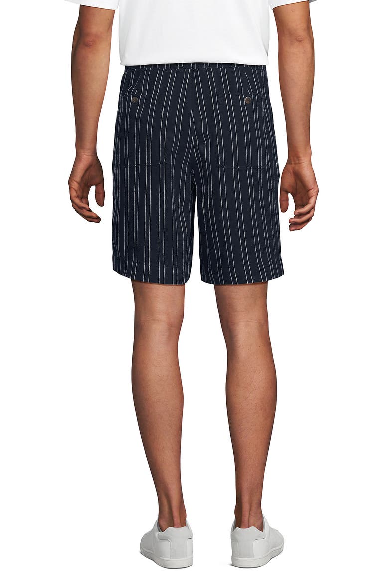 7" Classic Fit Linen Cotton E-Waist Short, Alternate, color, Navy/Ivory Broken Stripe