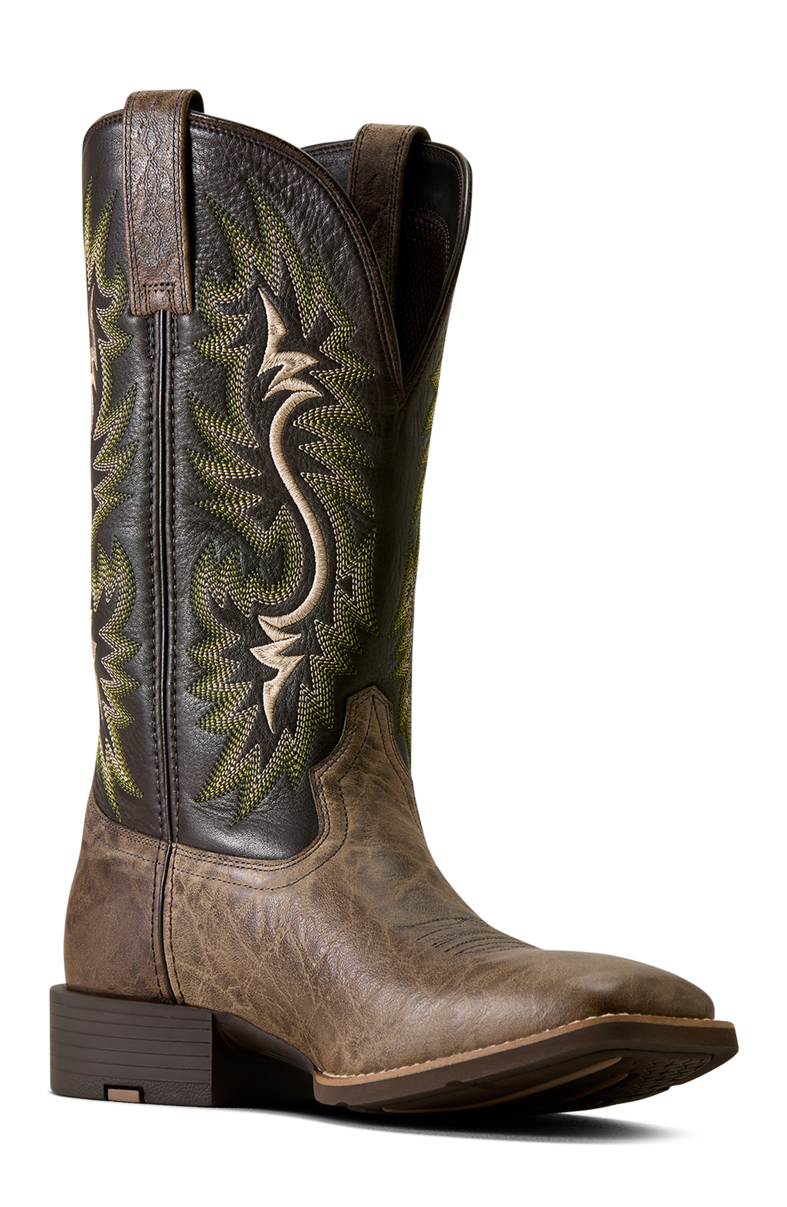 Sport Colter Wide Square Toe Western Boot, Main, color, DRIED SAGE ELEPHANT PRINT