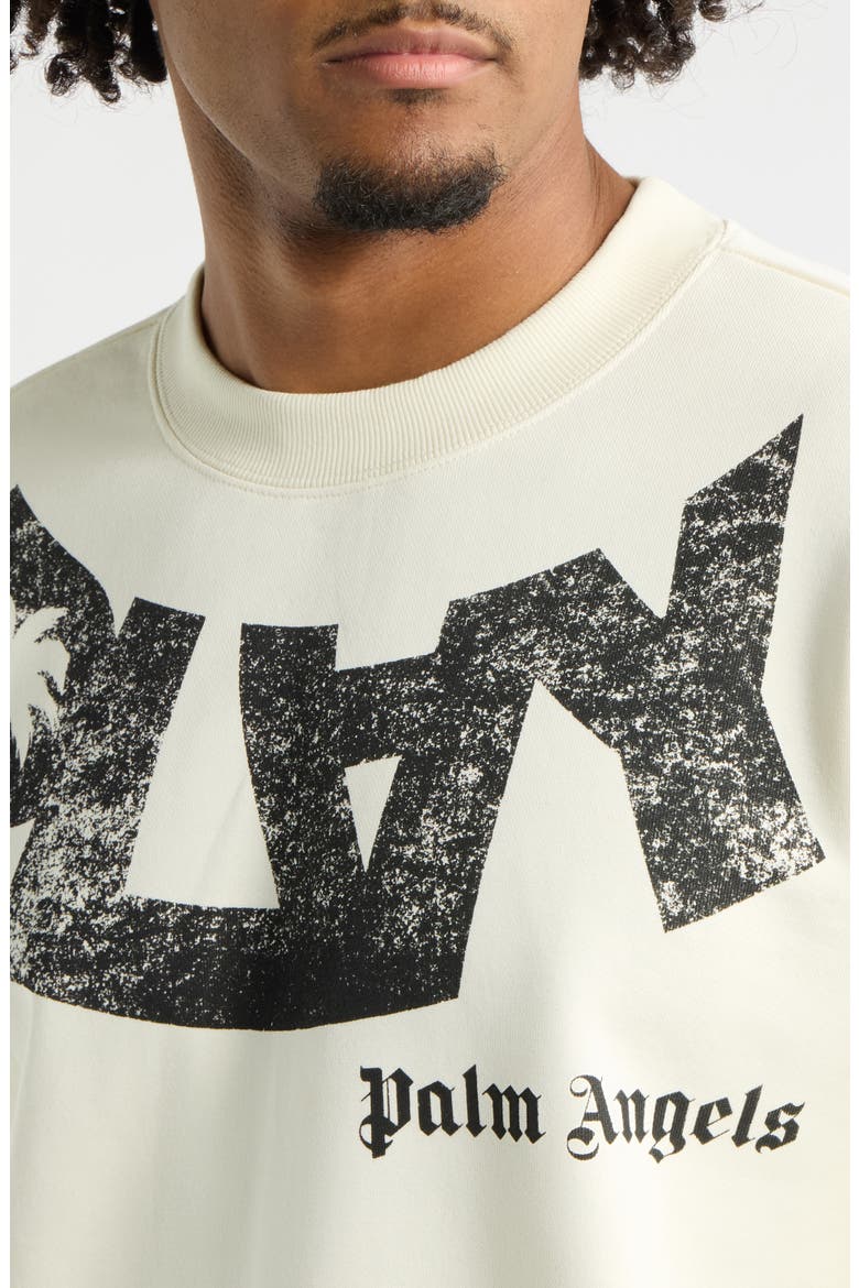 Logo Print Oversize Crewneck Sweatshirt, Alternate, color, SWEET CORN