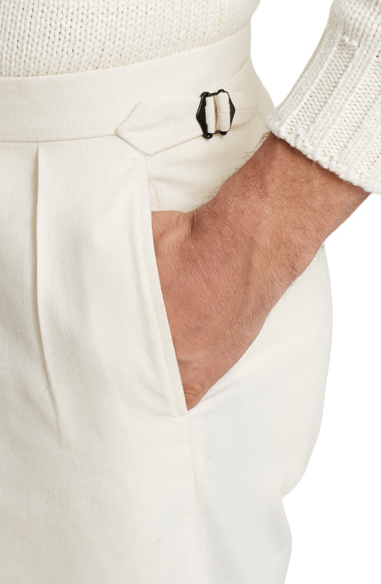 Ralph Lauren Purple Label Gregory Pleated Wool, Linen & Cashmere Trousers, Alternate, color, 