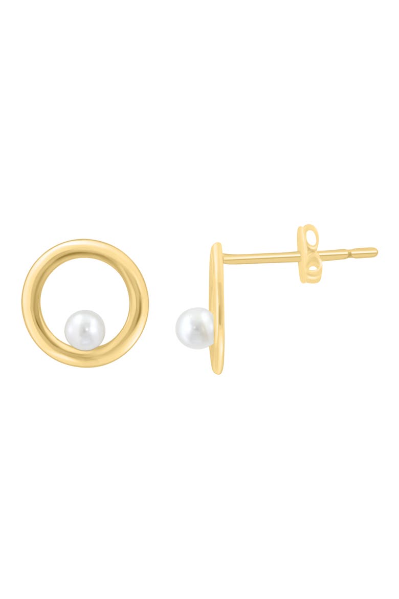 Freshwater Pearl Circle Stud Earrings, Alternate, color, WHITE