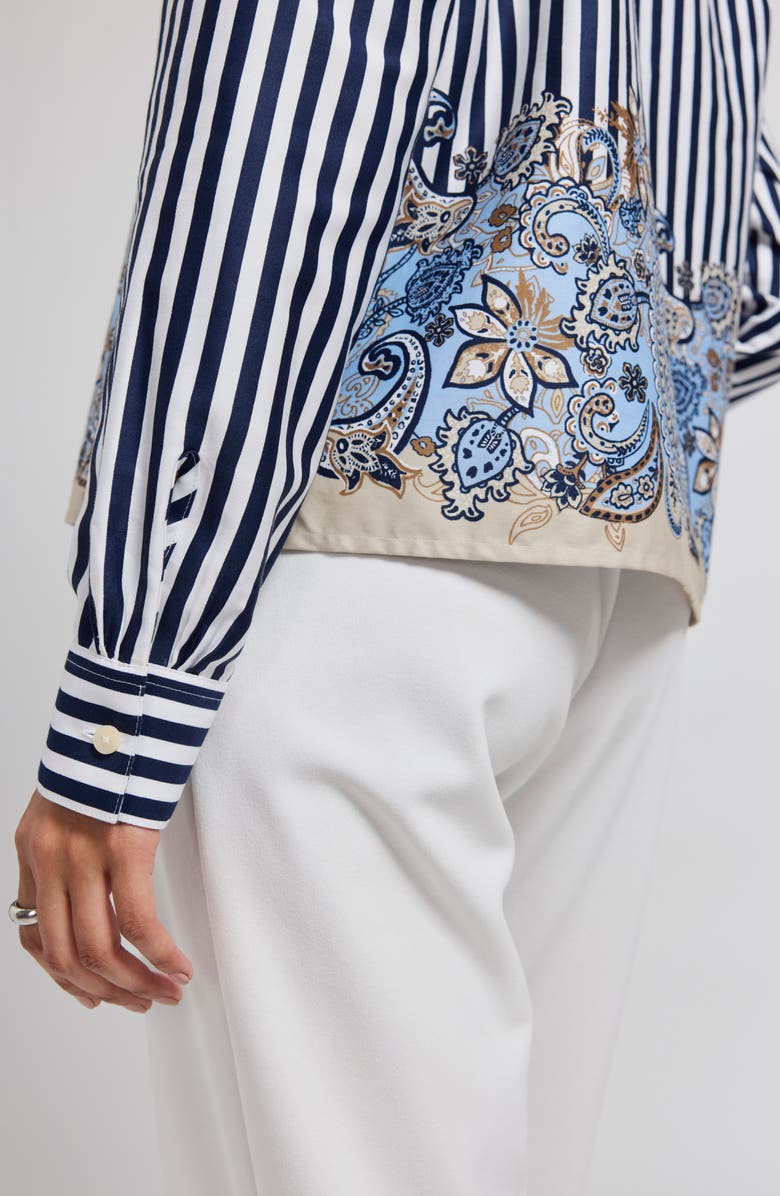 Foxcroft Jodie Stripe Cotton Button-Up Shirt, Alternate, color, Blue Multi