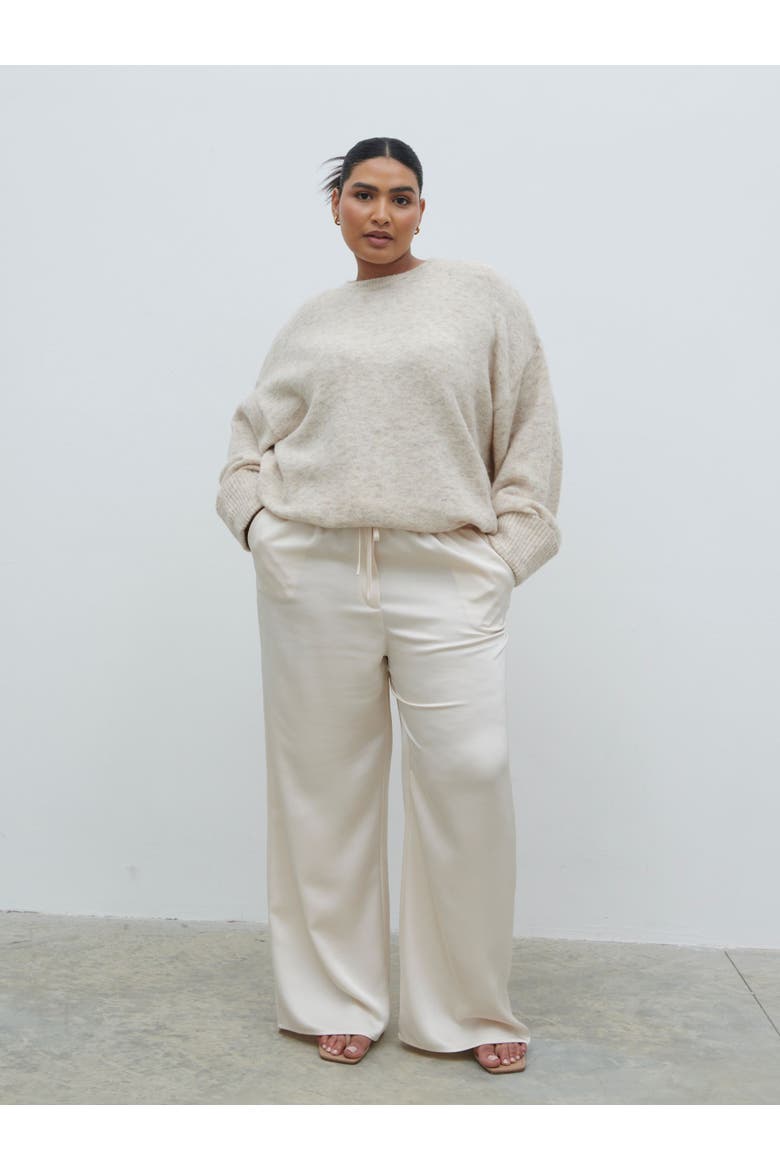Curve Breya Satin Drawstring Trouser, Alternate, color, Oyster