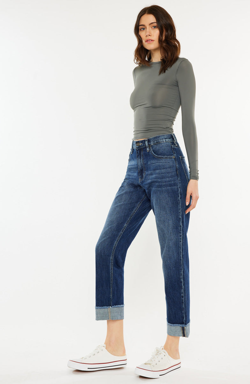 Kancan Finley Essentials High Rise Straight Leg Jeans In Blue