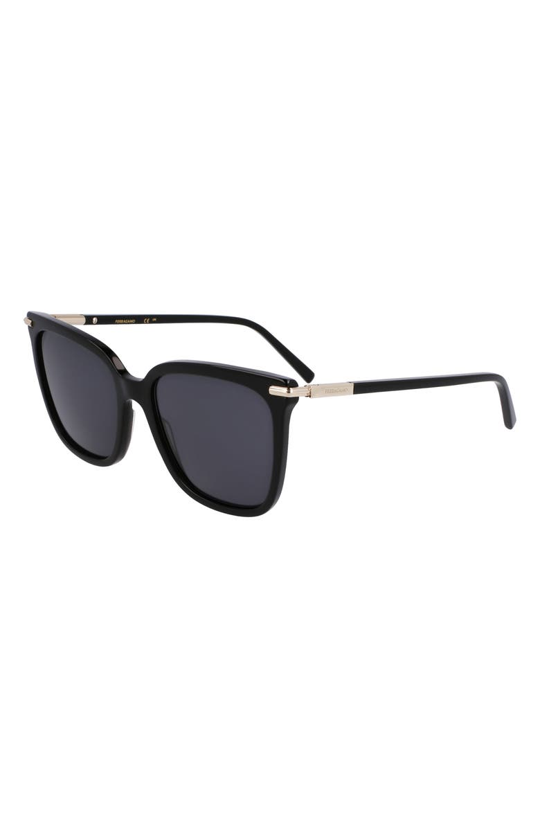FERRAGAMO Prisma 56mm Modified Butterfly Sunglasses, Alternate, color, Black