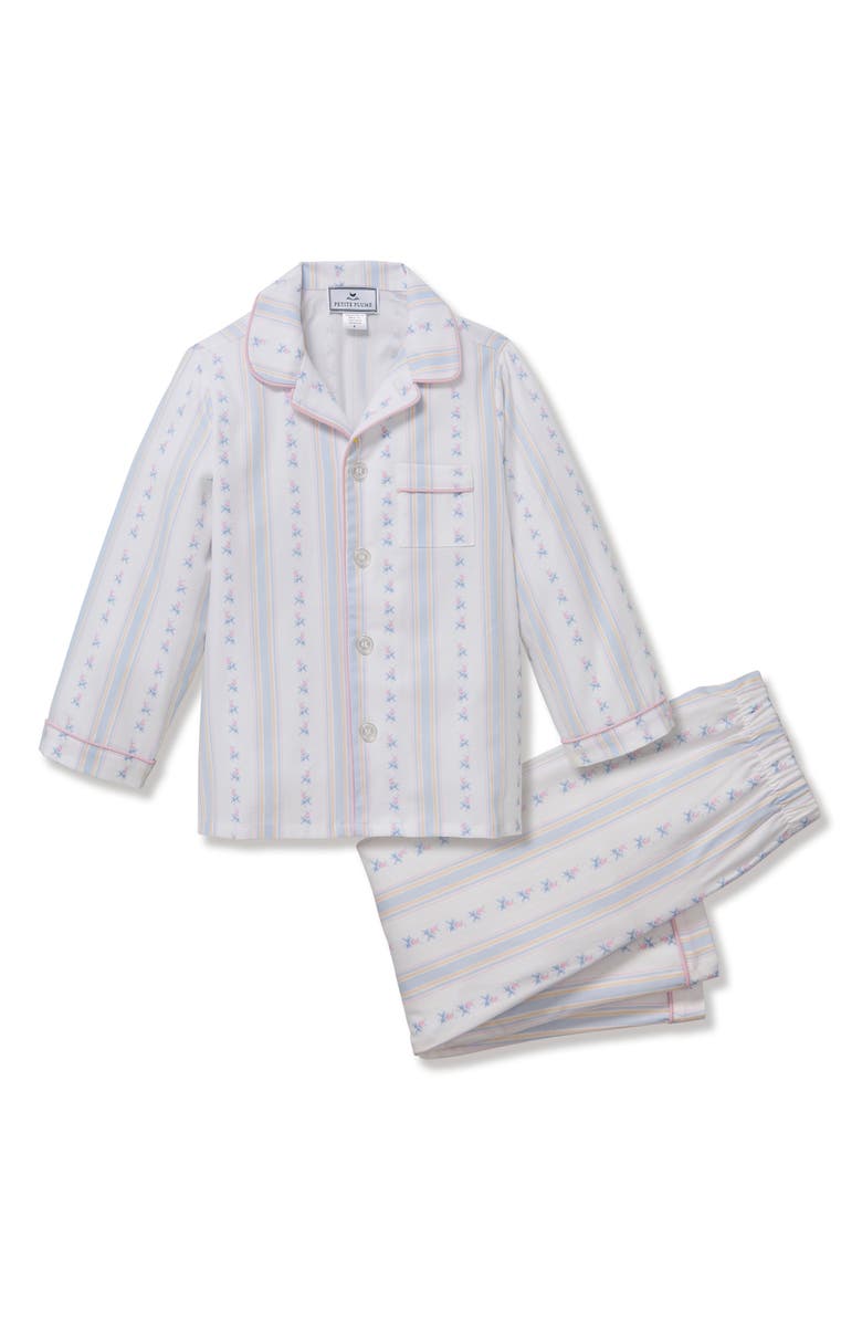 Petite Plume Kids' Classic Brushed Twill Two-Piece Pajamas, Main, color, White