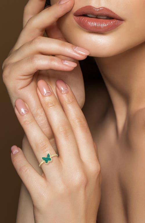 Ember Fine Jewelry 14k Gold Butterfly Malachite Ring In Gold