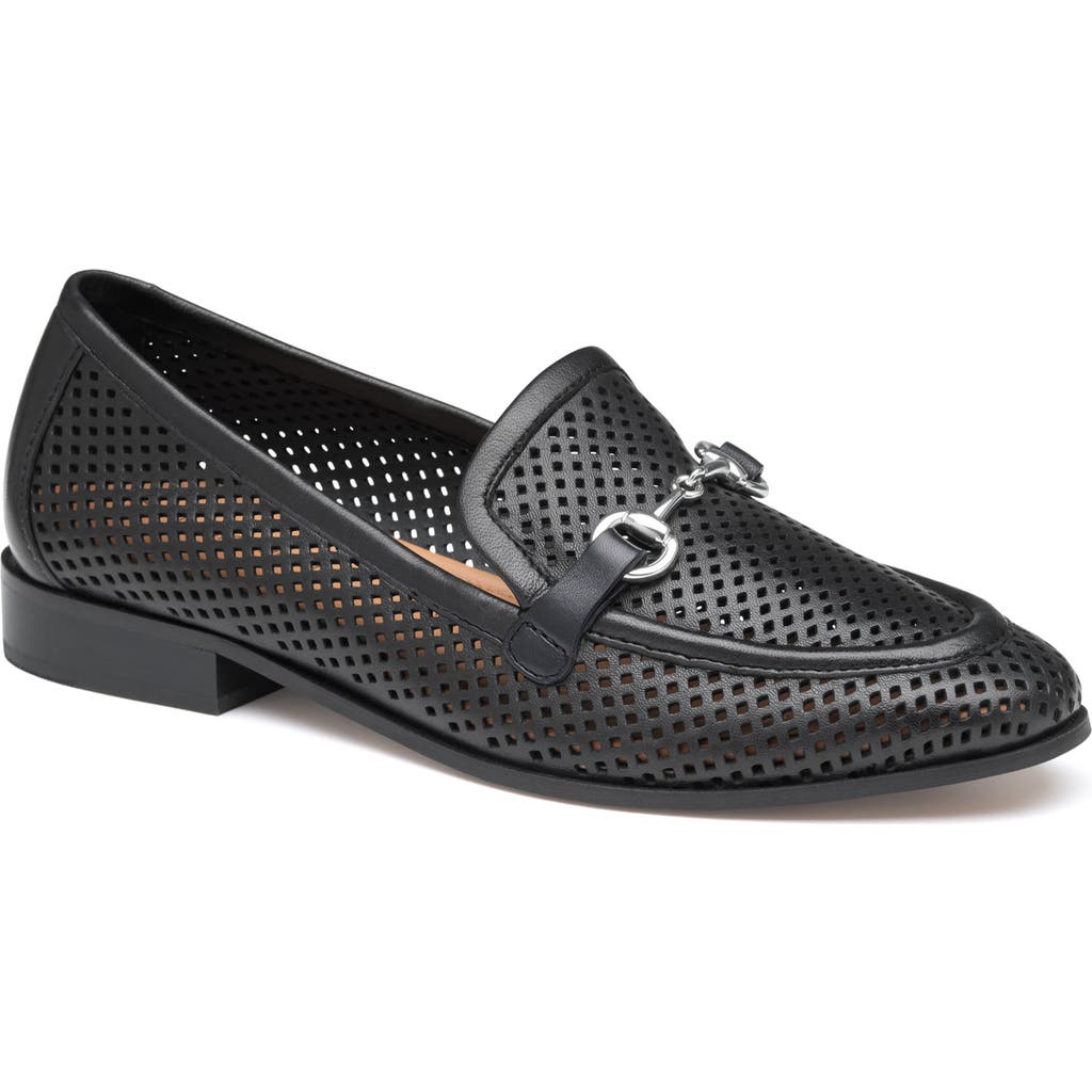 Johnston & Murphy Ali Perforated Bit Loafer In Black Glove