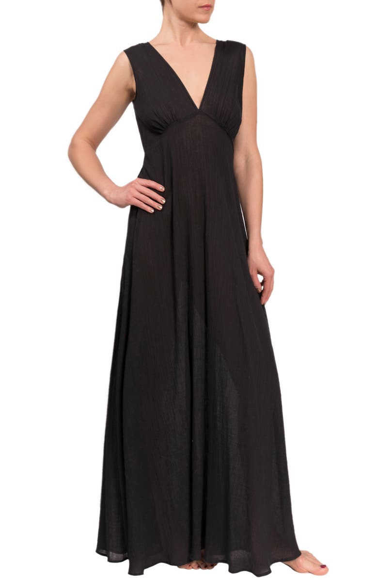 Everyday Ritual Amelia Long Nightgown, Main, color, Black