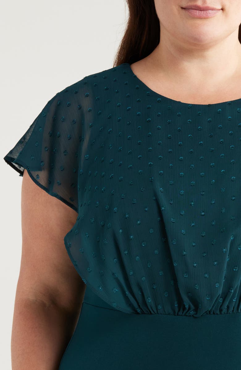 Connected Apparel Swiss Dot Chiffon Sleeve Cocktail Dress, Alternate, color, Dark Mallard