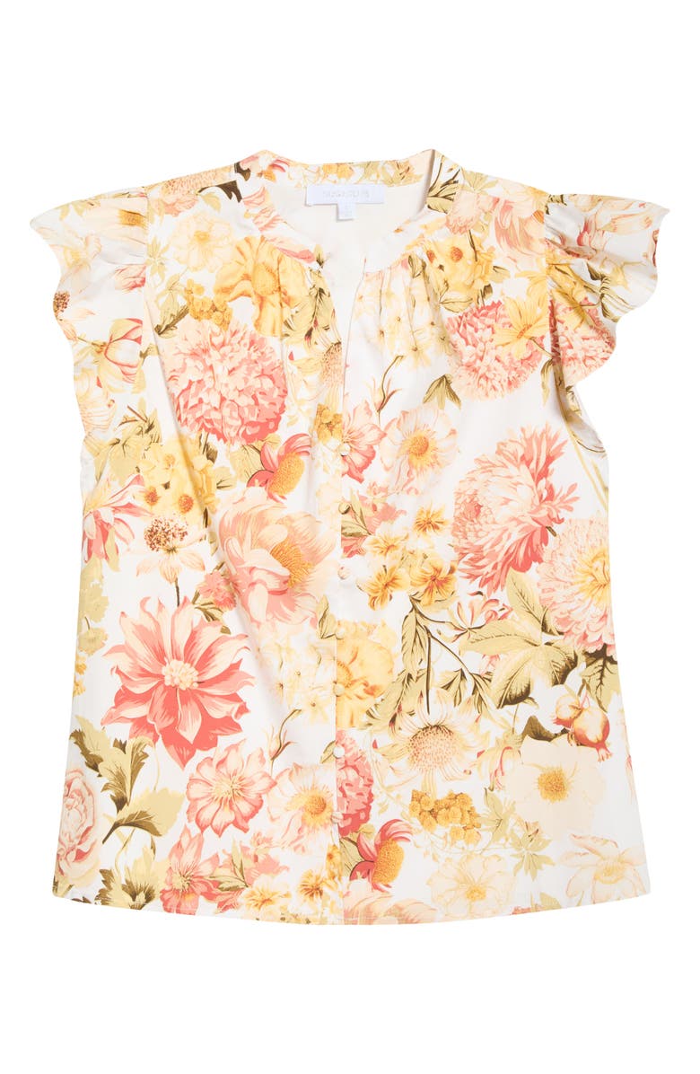 SUGARLIPS Zury Floral Everly Split Neck Stretch Cotton Top, Main, color, 