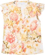 SUGARLIPS Zury Floral Everly Split Neck Stretch Cotton Top