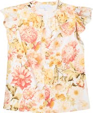SUGARLIPS Zury Floral Everly Split Neck Stretch Cotton Top