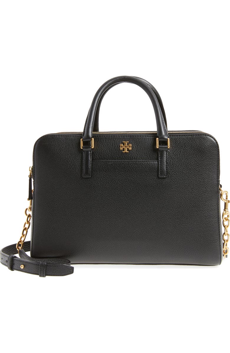 Tory Burch Georgia Double Zip Pebbled Leather Satchel, Main, color,