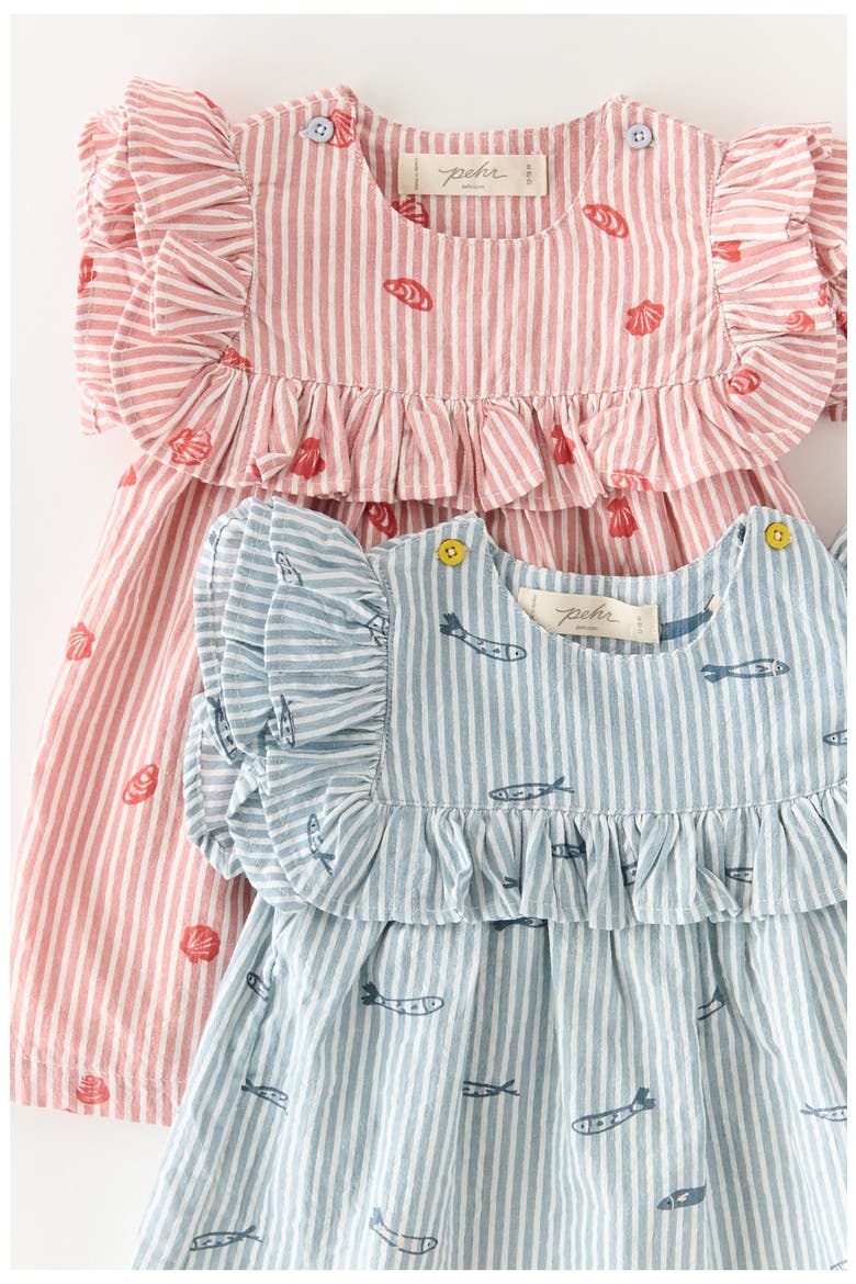 Kids' Ruffle Organic Cotton Seersucker Dress, Alternate, color, SHELL BELLE
