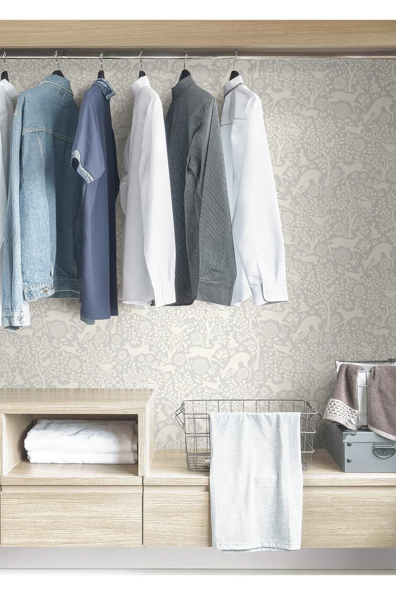 Grey Merriment Peel & Stick Wallpaper, Alternate, color, GREY