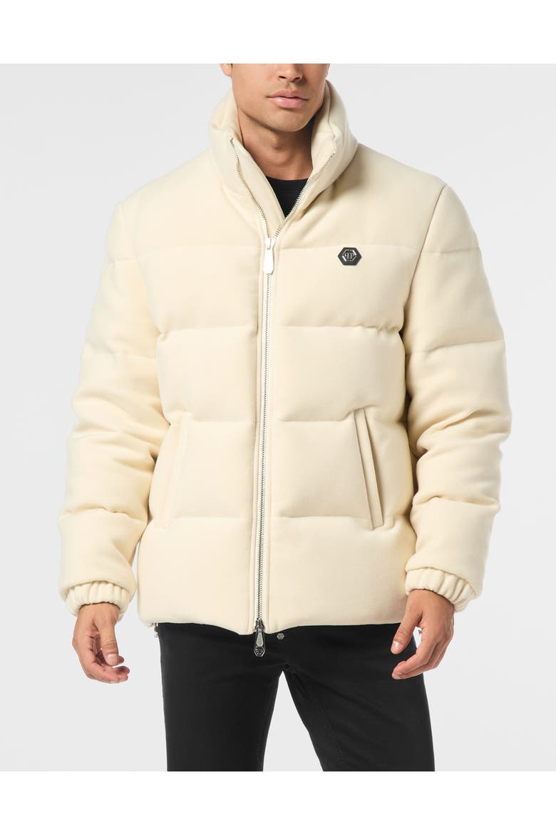 Puffer Jacket With Embroidery Plein Hotel Men, Main, color, OffWhite