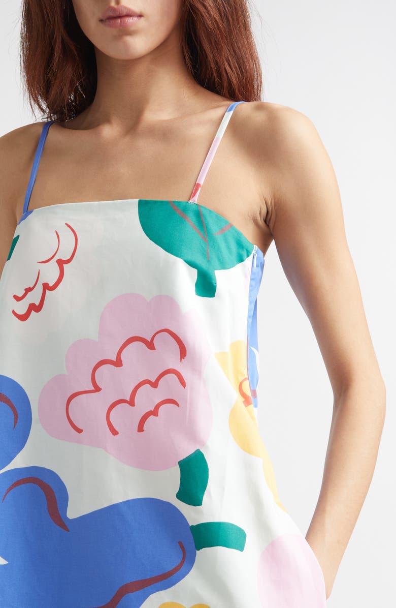 Marimekko Huvittaa Kukasta Kukkaan Floral Cotton & Linen Maxi Dress, Alternate, color, Light Green/ Green/ Blue