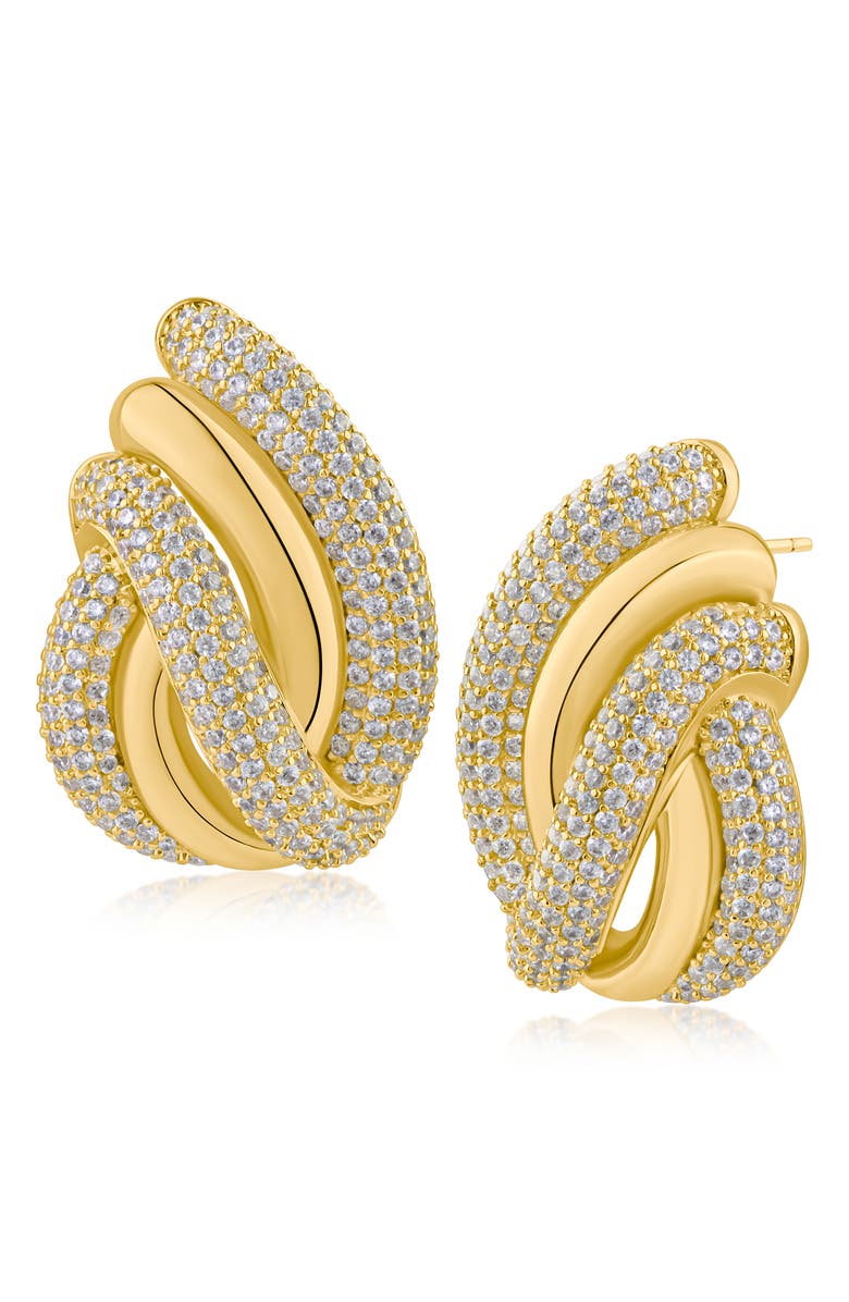 CZ by Kenneth Jay Lane Pavé Cubic Zirconia Swirl Earrings, Main, color, Gold Plated