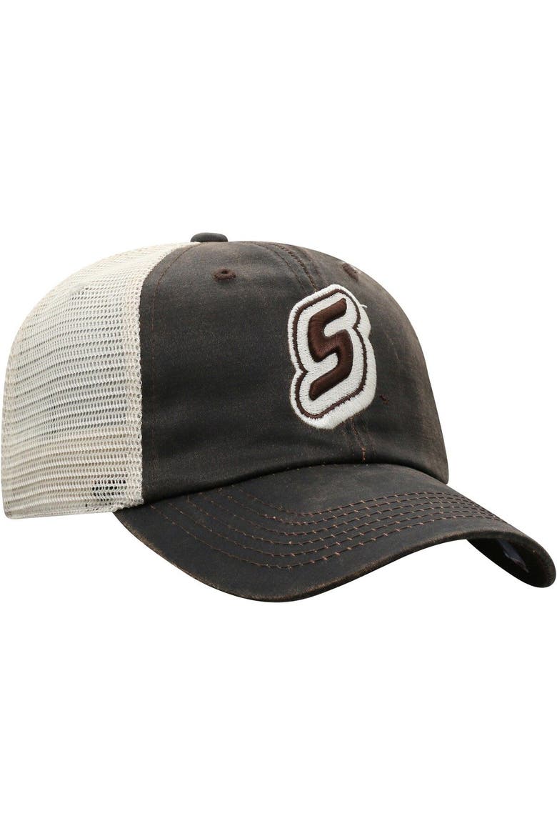 Men's Top of the World Brown Southeastern Louisiana Lions Scat Mesh Trucker Snapback Hat, Alternate, color, Brown