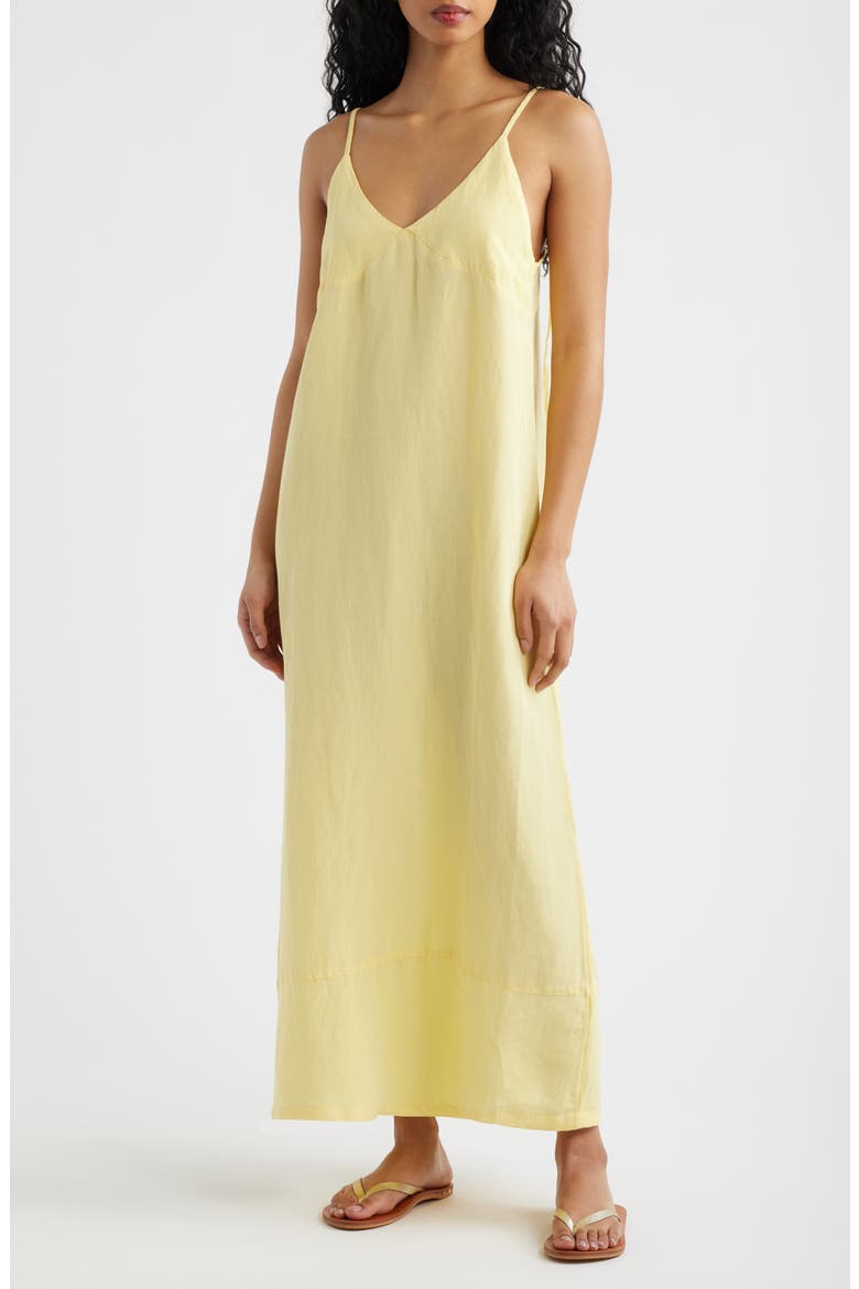 Aloha Linen Blend Maxi Sundress, Main, color, BANANA