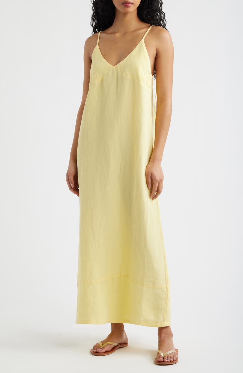Rip Curl Aloha Linen Blend Maxi Sundress, Main, color, Banana