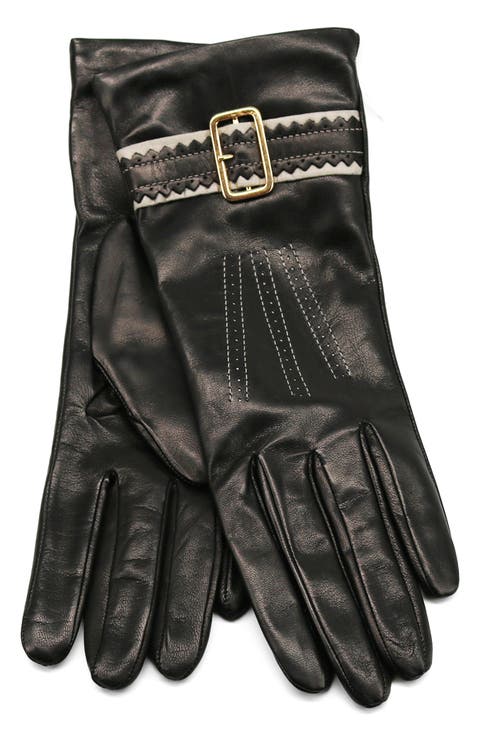 Buckle Leather Gloves