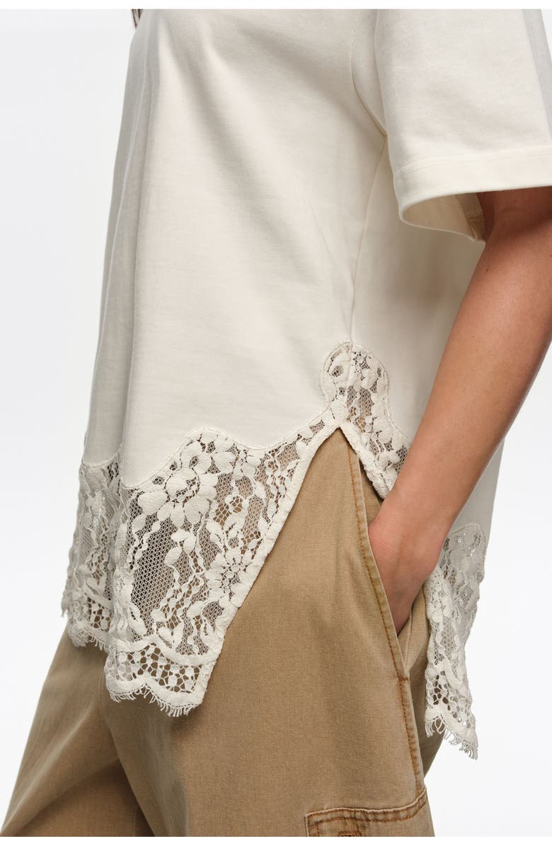 Bimba y Lola Oversize Lace T-Shirt, Alternate, color, Ivory