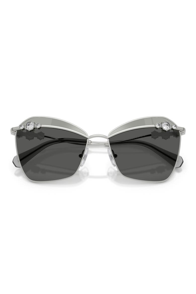 57mm Butterfly Sunglasses, Alternate, color, SILVER / GREY TAMPO SILVER