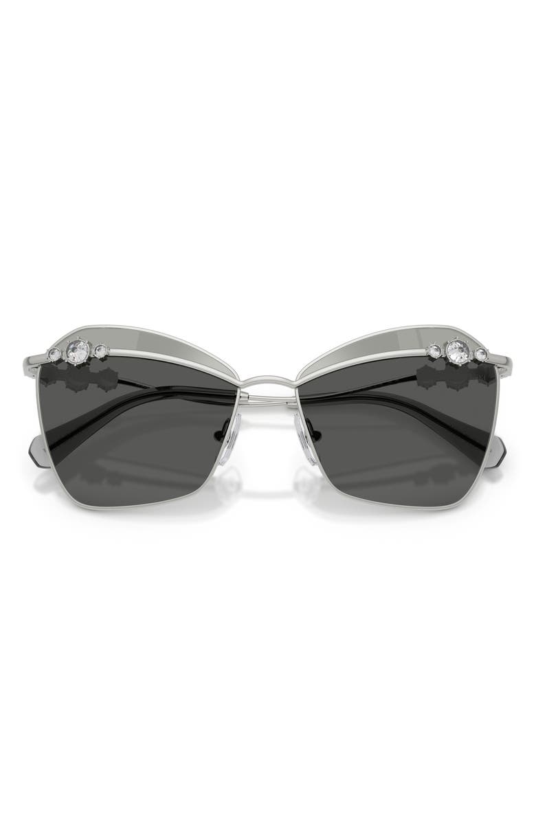 Swarovski 57mm Butterfly Sunglasses, Alternate, color, Silver / Grey Tampo Silver
