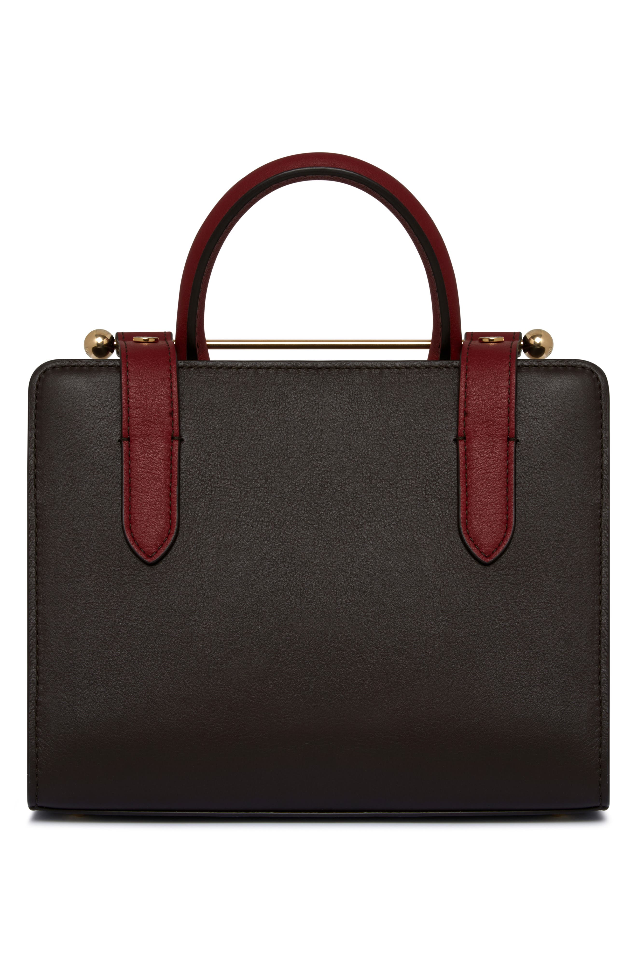 Strathberry Mini Colorblock Leather Tote, Alternate, color, Espresso/ Oxblood/ Black