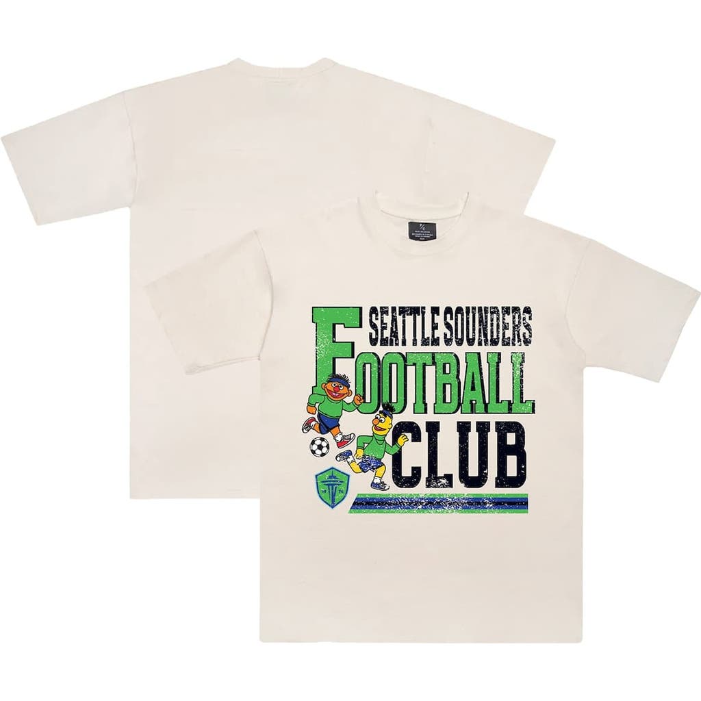 Peace Collective Unisex  X Sesame Street Cream Seattle Sounders Fc Heavyweight T-shirt In White