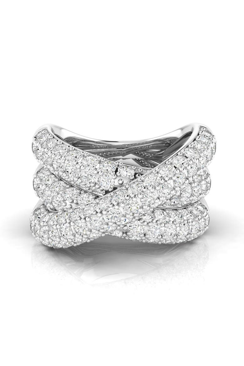 Pavé Cross Over Lab Diamond Ring in 14K, Main, color, White Gold