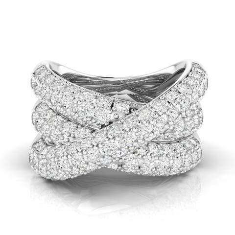 Pavé Cross Over Lab Diamond Ring in 14K