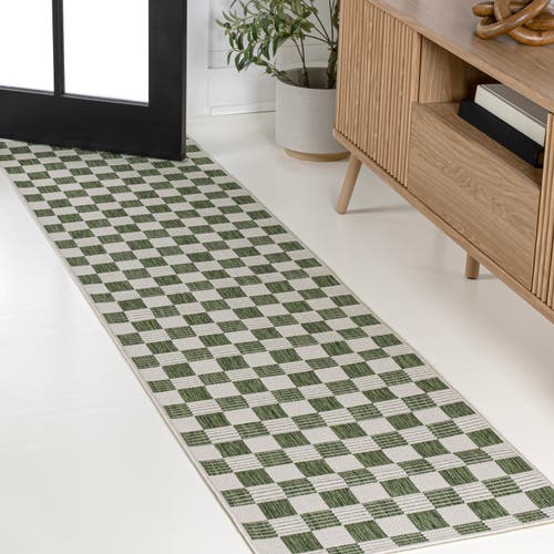 Jonathan Y Aimee Traditional Cottage Checkerboard Indoor/outdoor Area Rug In Green/cream