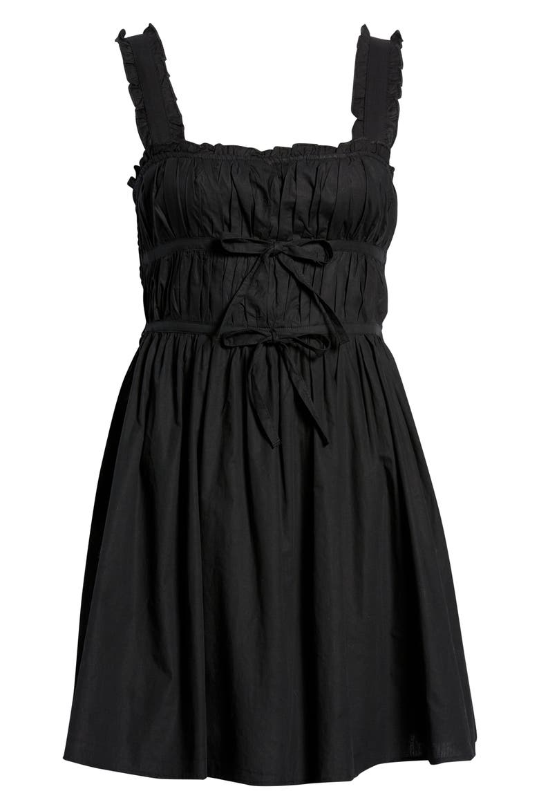 Ruched Cotton Poplin Dress, Main, color, BLACK