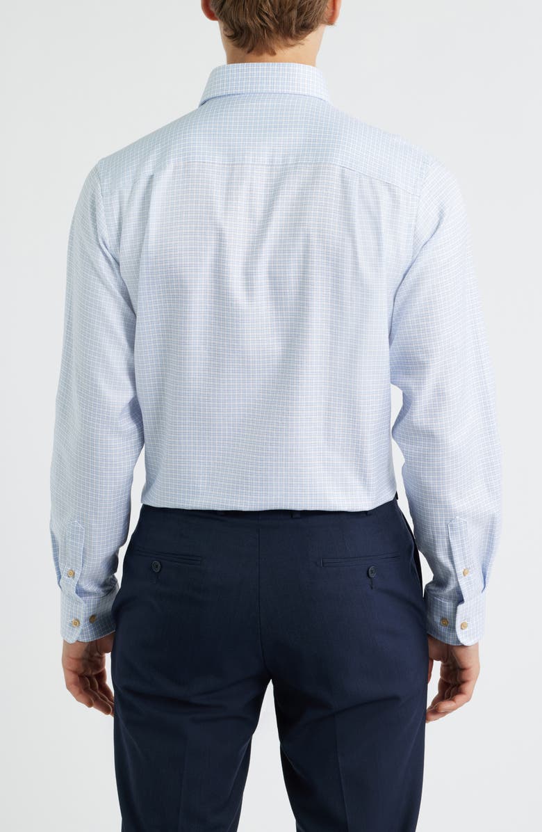 David Donahue Trim Fit Check Cotton Dress Shirt, Alternate, color, Sky/Chocolate