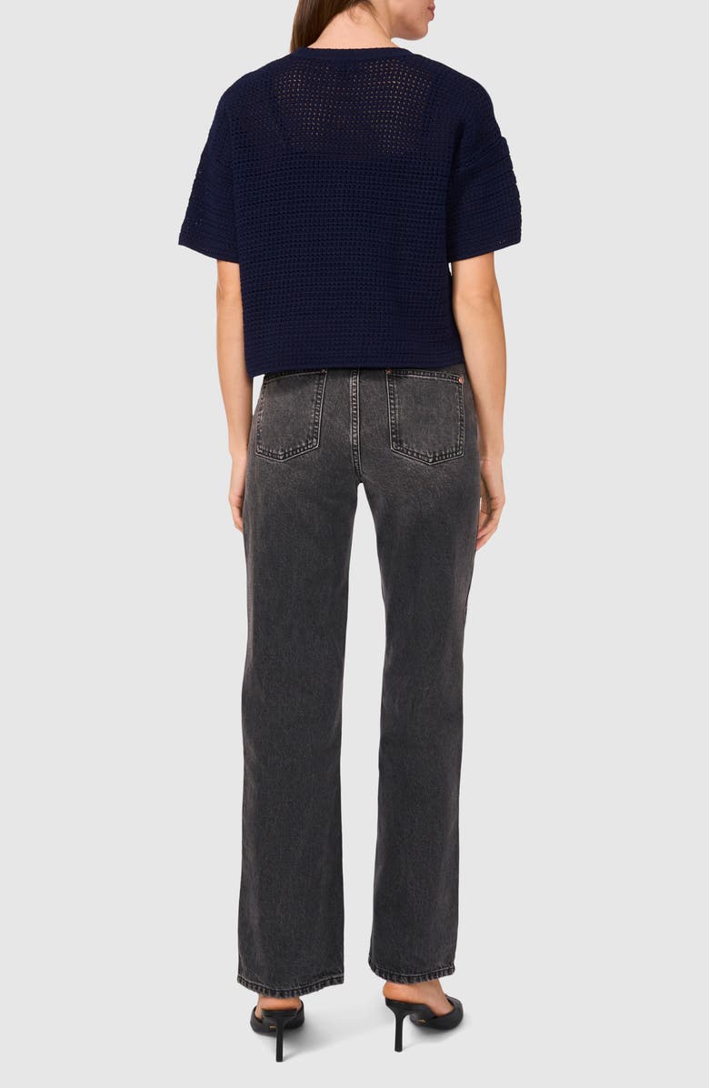 Halogen<sup>®</sup> Cotton Short Sleeve Sweater, Alternate, color, Classic Navy