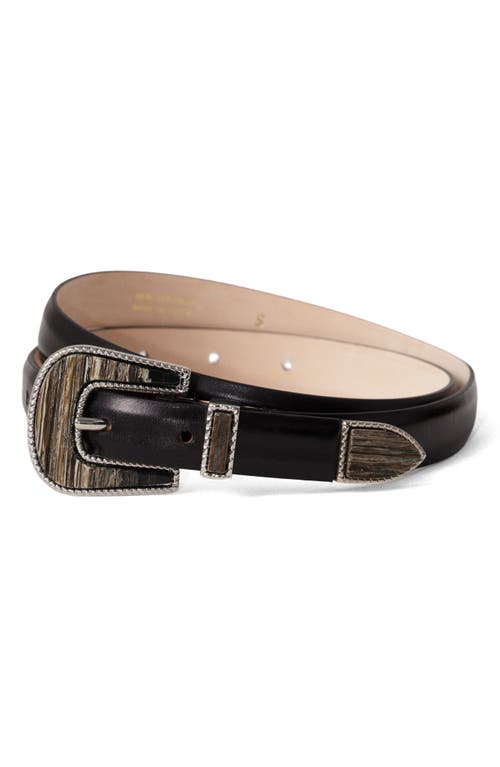 Dehanche Leather Belt In Black/onyx/silver