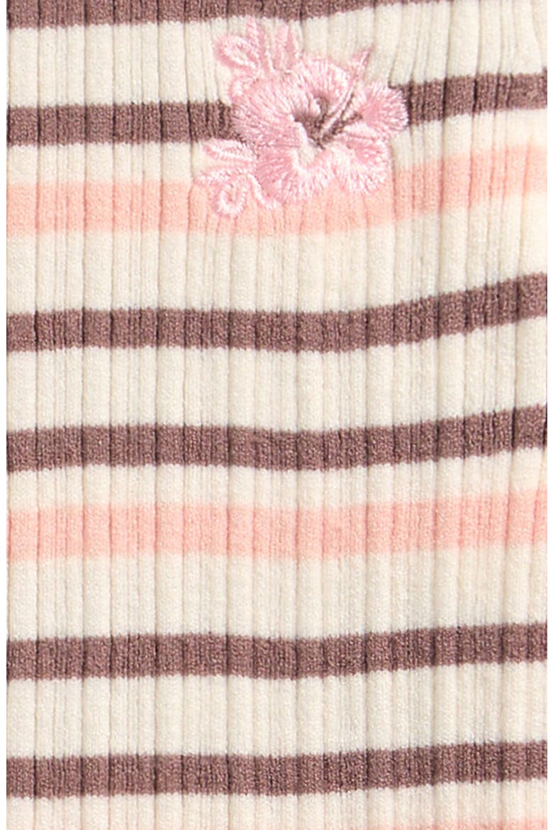 Kids' Embroidered Short Sleeve Polo Sweater, Alternate, color, BROWN PINK HIBISCUS
