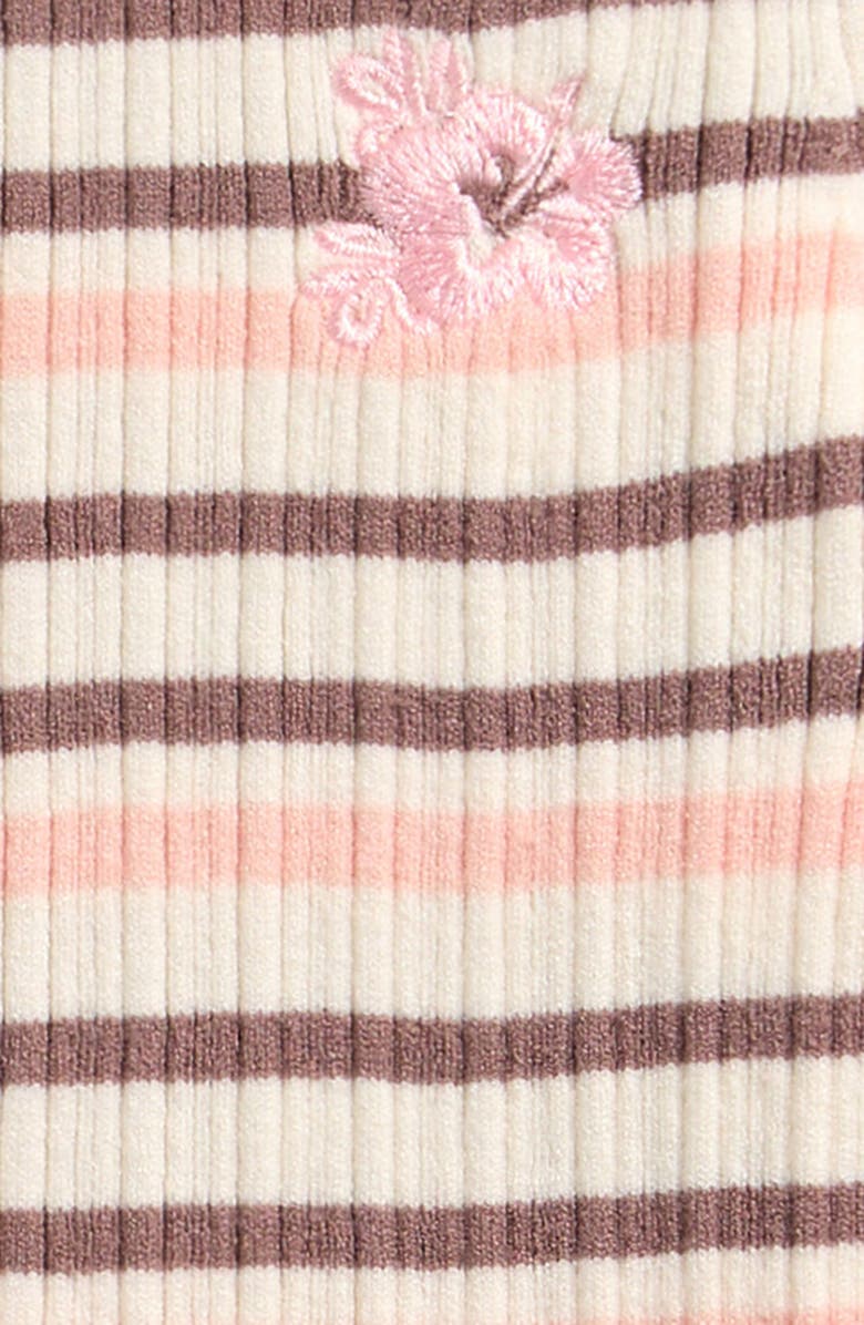 Freshman Kids' Embroidered Short Sleeve Polo Sweater, Alternate, color, Brown Pink Hibiscus