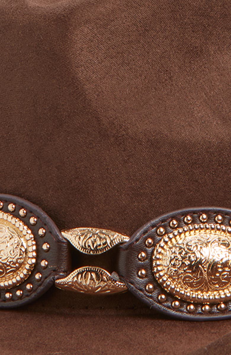 Tasha Western Cowboy Hat with Concho Leather Band, Alternate, color, Chocolate Brown