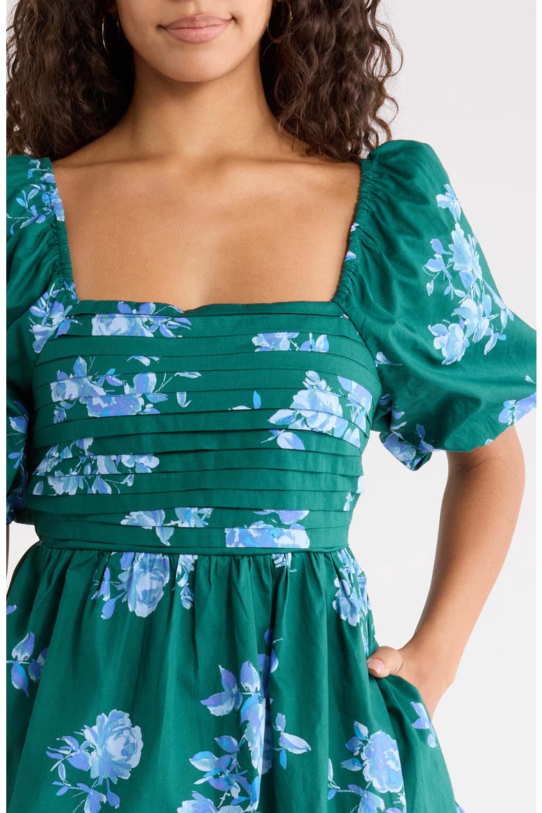 Truth Be Told Floral Print Minidress, Alternate, color, TEAL-BLUE