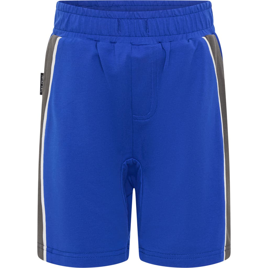 Tiny Tribe Kids' Colorblock Cotton Shorts In Blue
