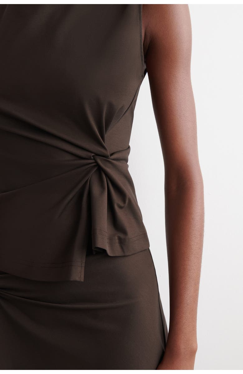 COS Twist-Detail Jersey Top, Alternate, color, Dark Brown