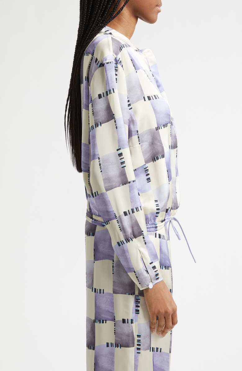 Emporio Armani Check Satin Top, Alternate, color, Purple