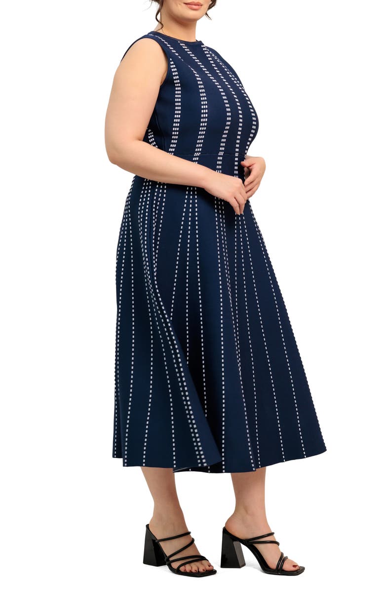 FLYING TOMATO Sleeveless Midi Sweater Dress, Alternate, color, Navy/ White